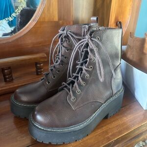 Soda Dark Brown Combat Boots